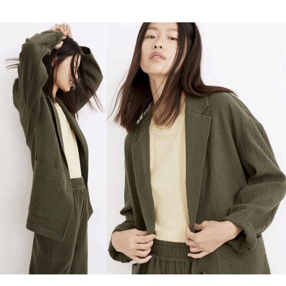Madewell Shaw Blazer Diamond Jacquard women’s Small Forrest Green - Picture 1 of 9